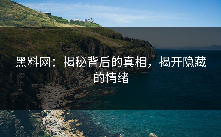 黑料网：揭秘背后的真相，揭开隐藏的情绪  第1张