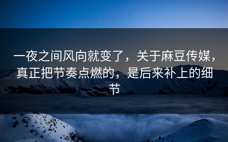 一夜之间风向就变了，关于麻豆传媒，真正把节奏点燃的，是后来补上的细节  第1张