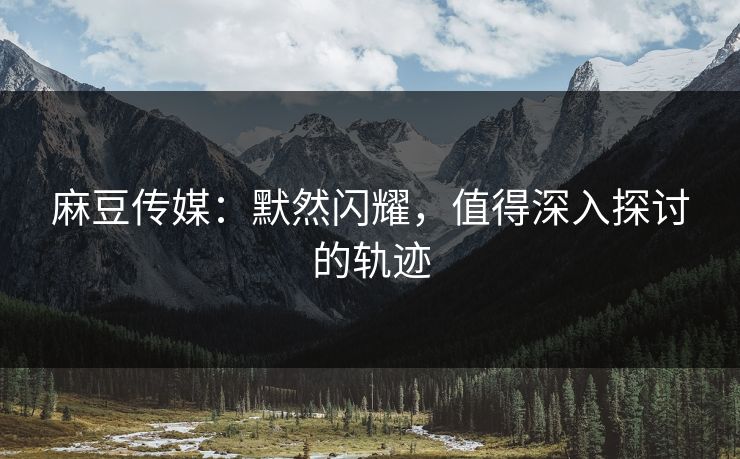 麻豆传媒：默然闪耀，值得深入探讨的轨迹  第1张
