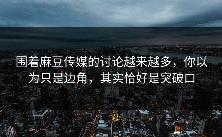 围着麻豆传媒的讨论越来越多，你以为只是边角，其实恰好是突破口  第1张