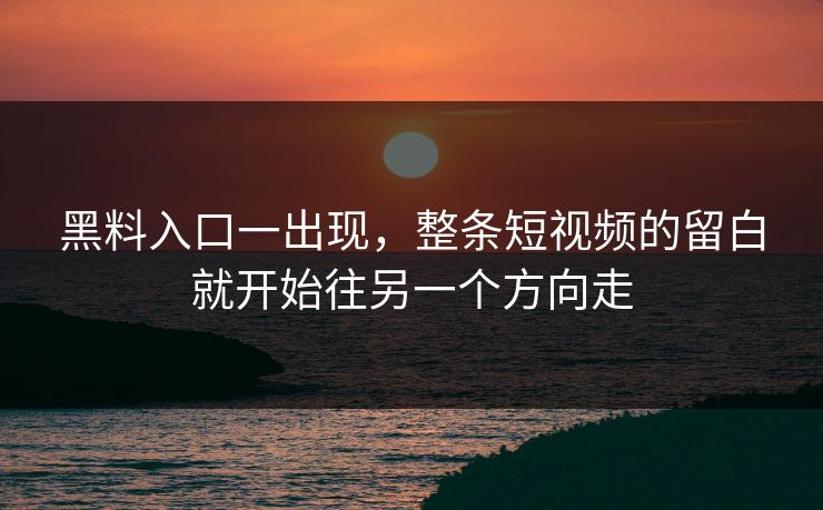 黑料入口一出现,整条短视频的留白就开始往另一个方向走 第1张 黑料入口一出现,整条短视频的留白就开始往另一个方向走 第1张